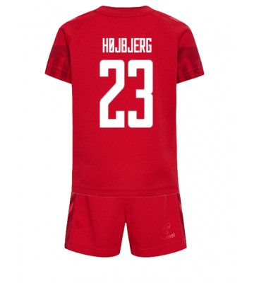 Maillot de foot Danemark Pierre-Emile Hojbjerg #23 Domicile enfant Monde 2022 Manches Courte (+ pantalon court)